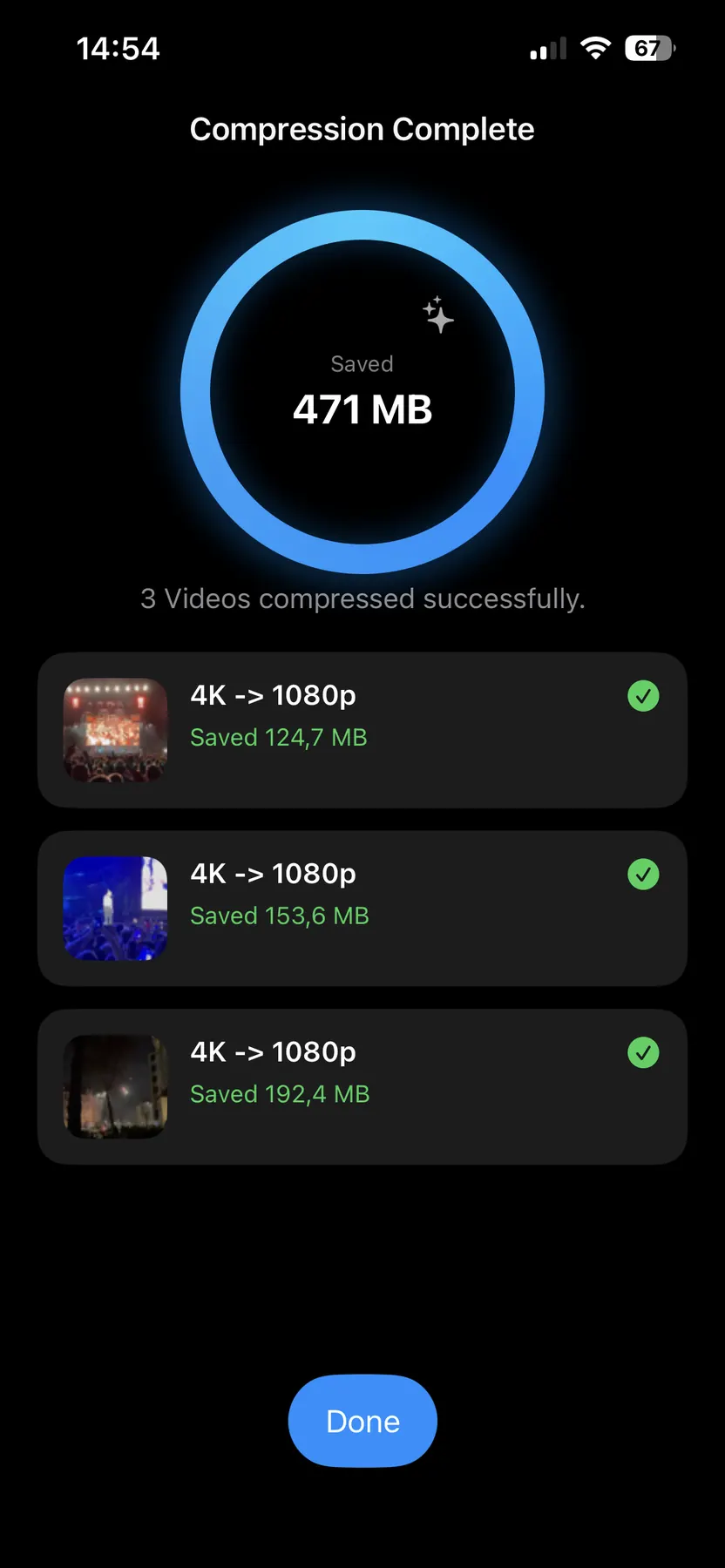HEVC video compression screen showing estimated savings before confirming
